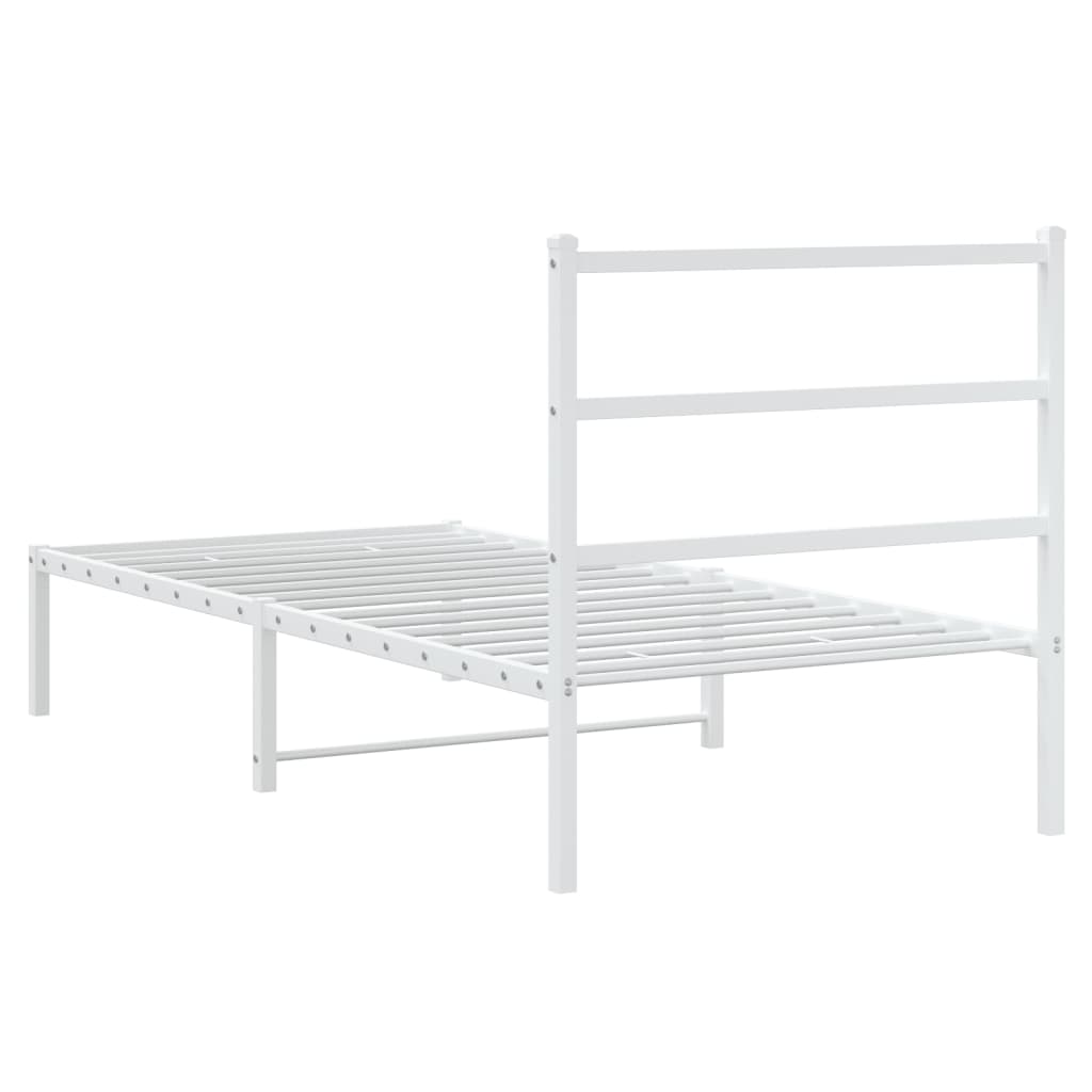 Estrutura de cama com cabeceira 90x190 cm metal branco