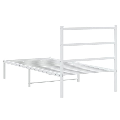 Estrutura de cama com cabeceira 90x190 cm metal branco