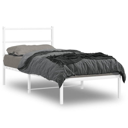 Estrutura de cama com cabeceira 90x190 cm metal branco