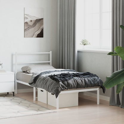 Estrutura de cama com cabeceira 90x200 cm metal branco