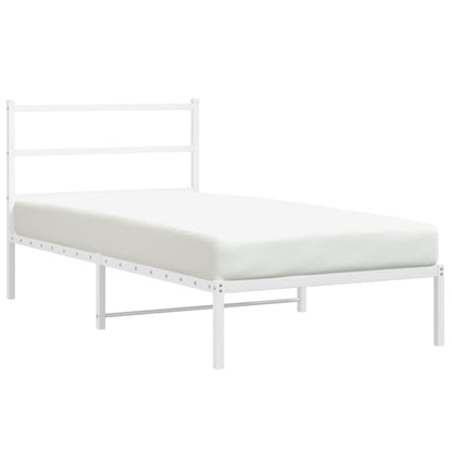 Estrutura de cama com cabeceira 100x190 cm metal branco