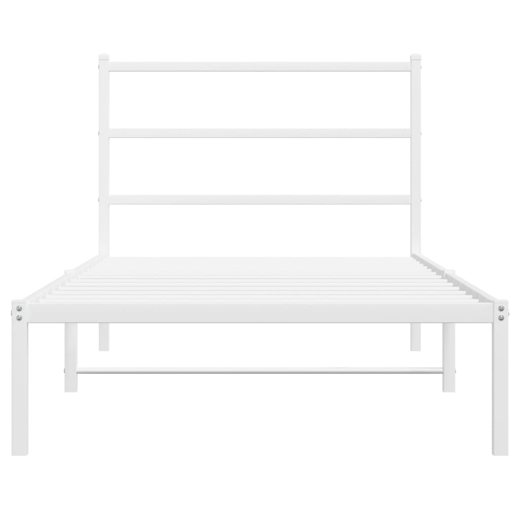 Estrutura de cama com cabeceira 100x190 cm metal branco