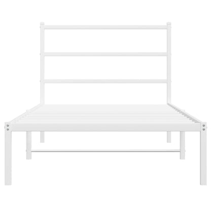 Estrutura de cama com cabeceira 100x190 cm metal branco