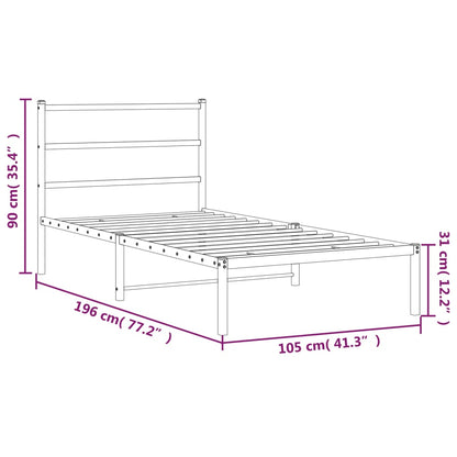 Estrutura de cama com cabeceira 100x190 cm metal branco