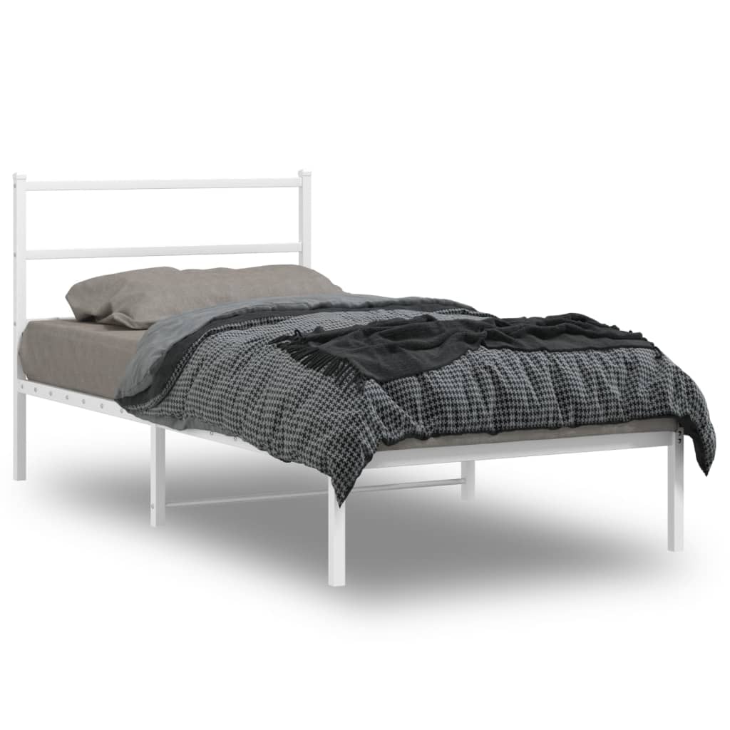 Estrutura de cama com cabeceira 100x190 cm metal branco