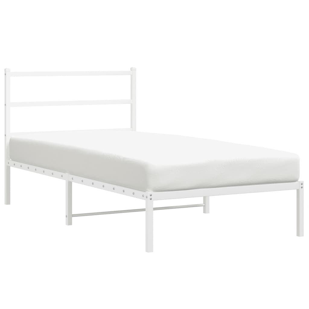 Estrutura de cama com cabeceira 100x200 cm metal branco