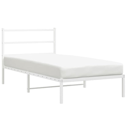 Estrutura de cama com cabeceira 100x200 cm metal branco