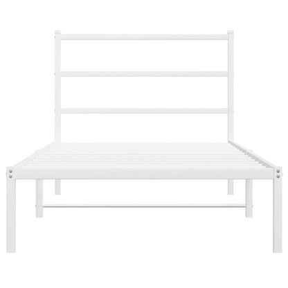 Estrutura de cama com cabeceira 100x200 cm metal branco