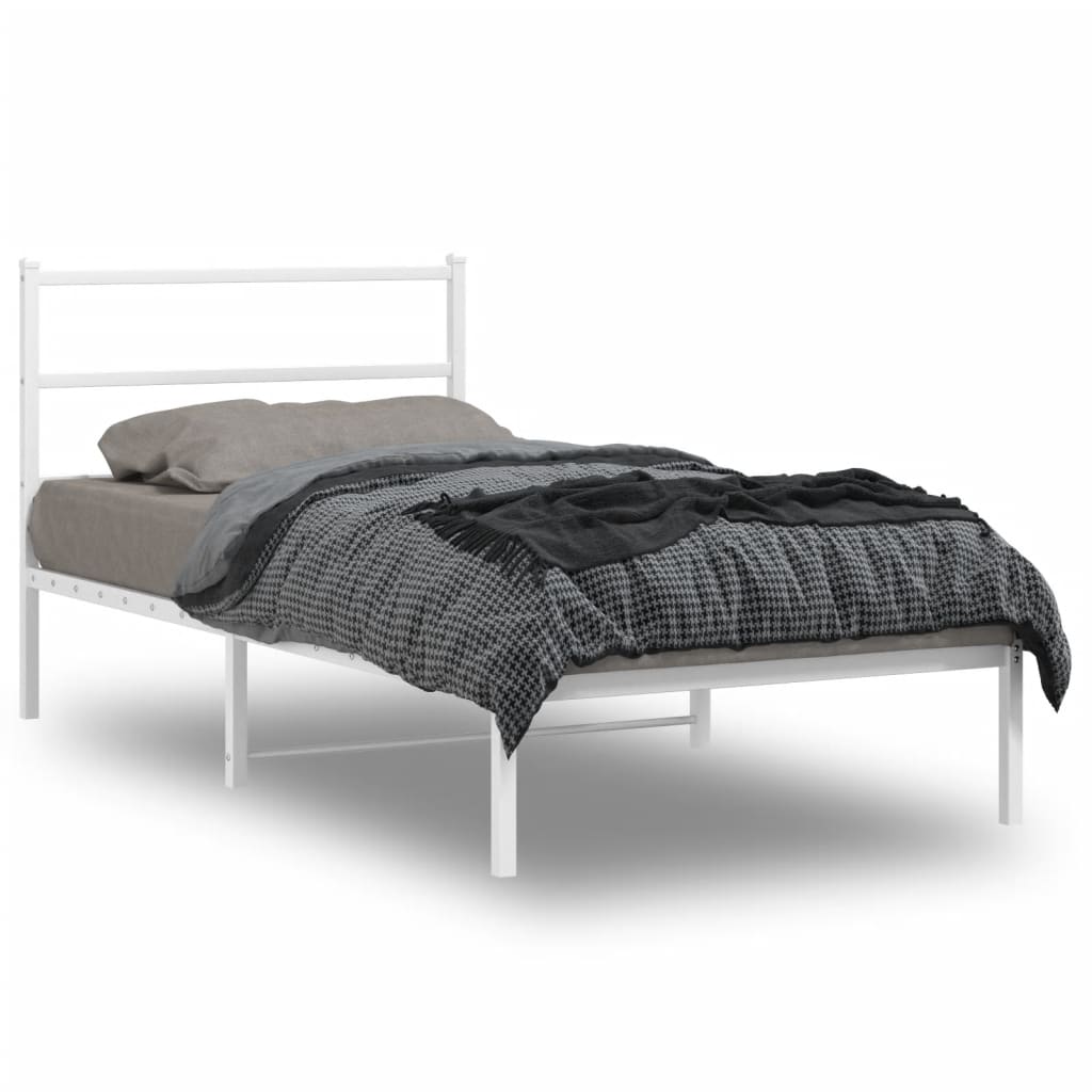 Estrutura de cama com cabeceira 100x200 cm metal branco