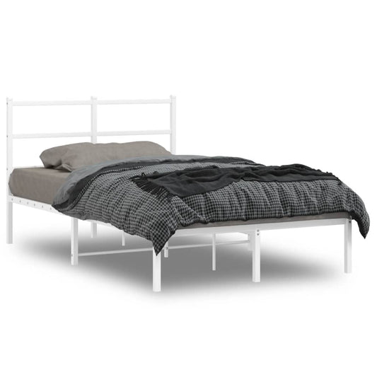 Estrutura de cama com cabeceira 120x190 cm metal branco