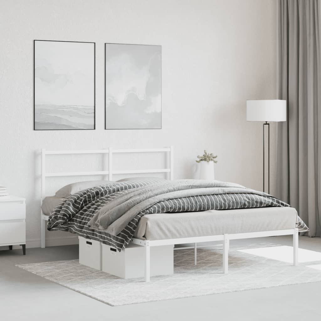 Estrutura de cama com cabeceira 140x200 cm metal branco