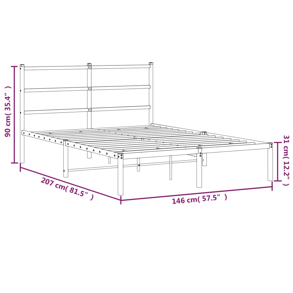 Estrutura de cama com cabeceira 140x200 cm metal branco