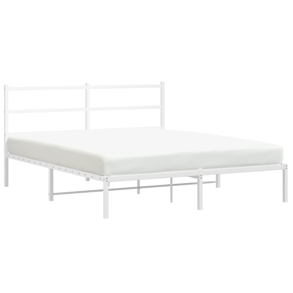 Estrutura de cama com cabeceira 150x200 cm metal branco