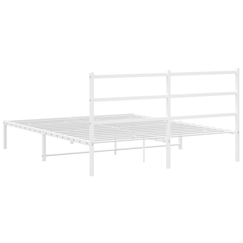 Estrutura de cama com cabeceira 150x200 cm metal branco