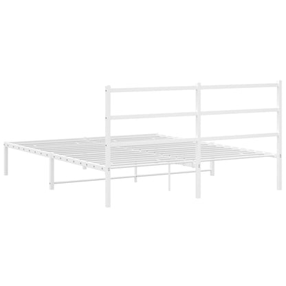 Estrutura de cama com cabeceira 150x200 cm metal branco