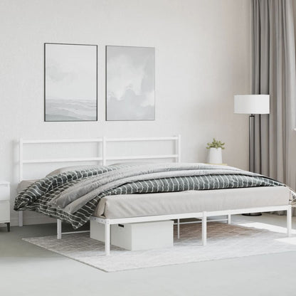 Estrutura de cama com cabeceira 180x200 cm metal branco