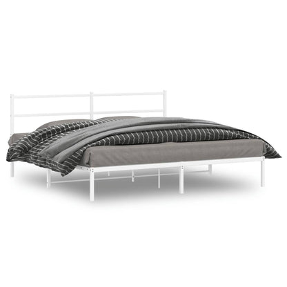 Estrutura de cama com cabeceira 180x200 cm metal branco