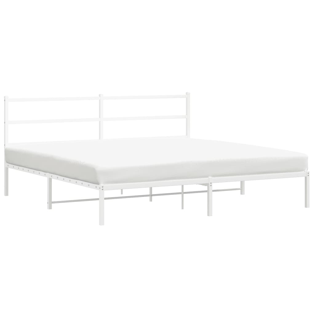 Estrutura de cama com cabeceira 200x200 cm metal branco