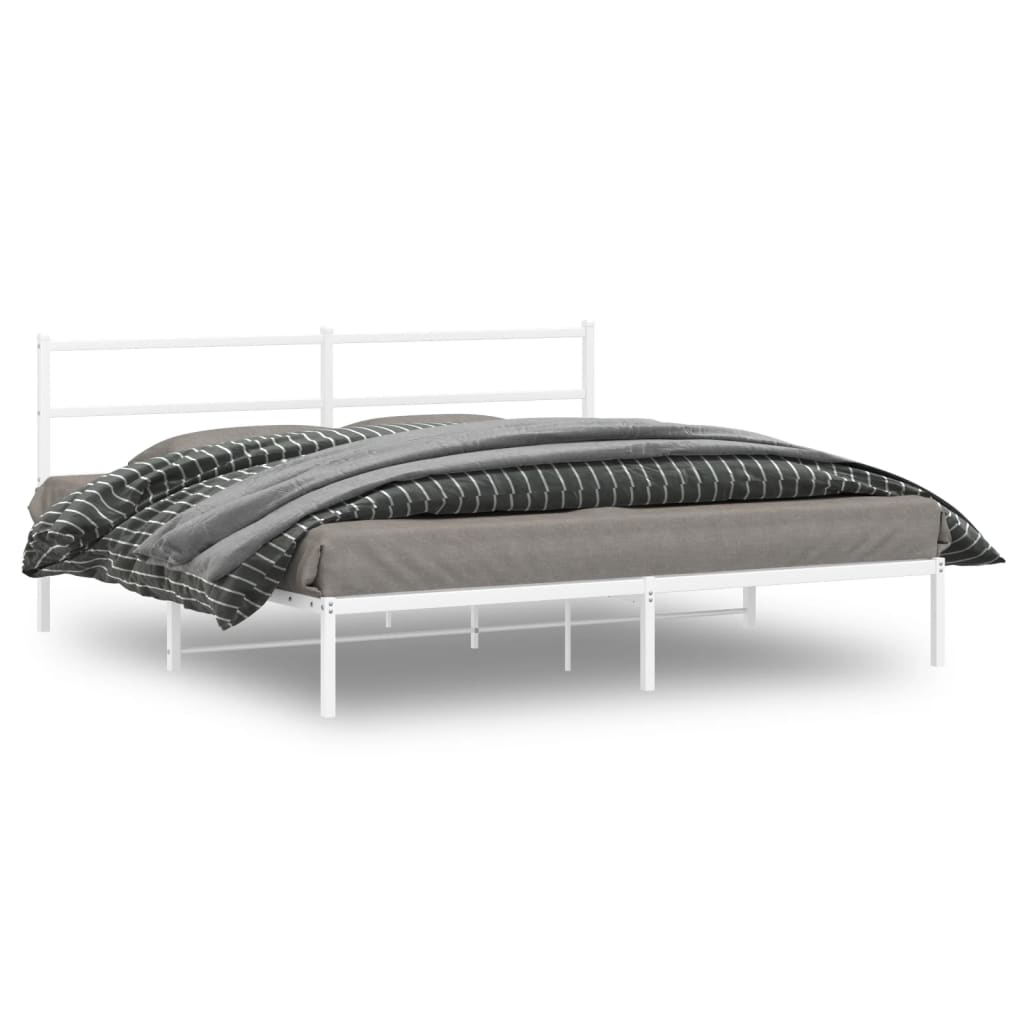 Estrutura de cama com cabeceira 200x200 cm metal branco