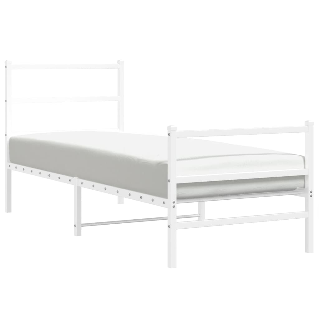 Estrutura de cama com cabeceira e pés 75x190 cm metal branco