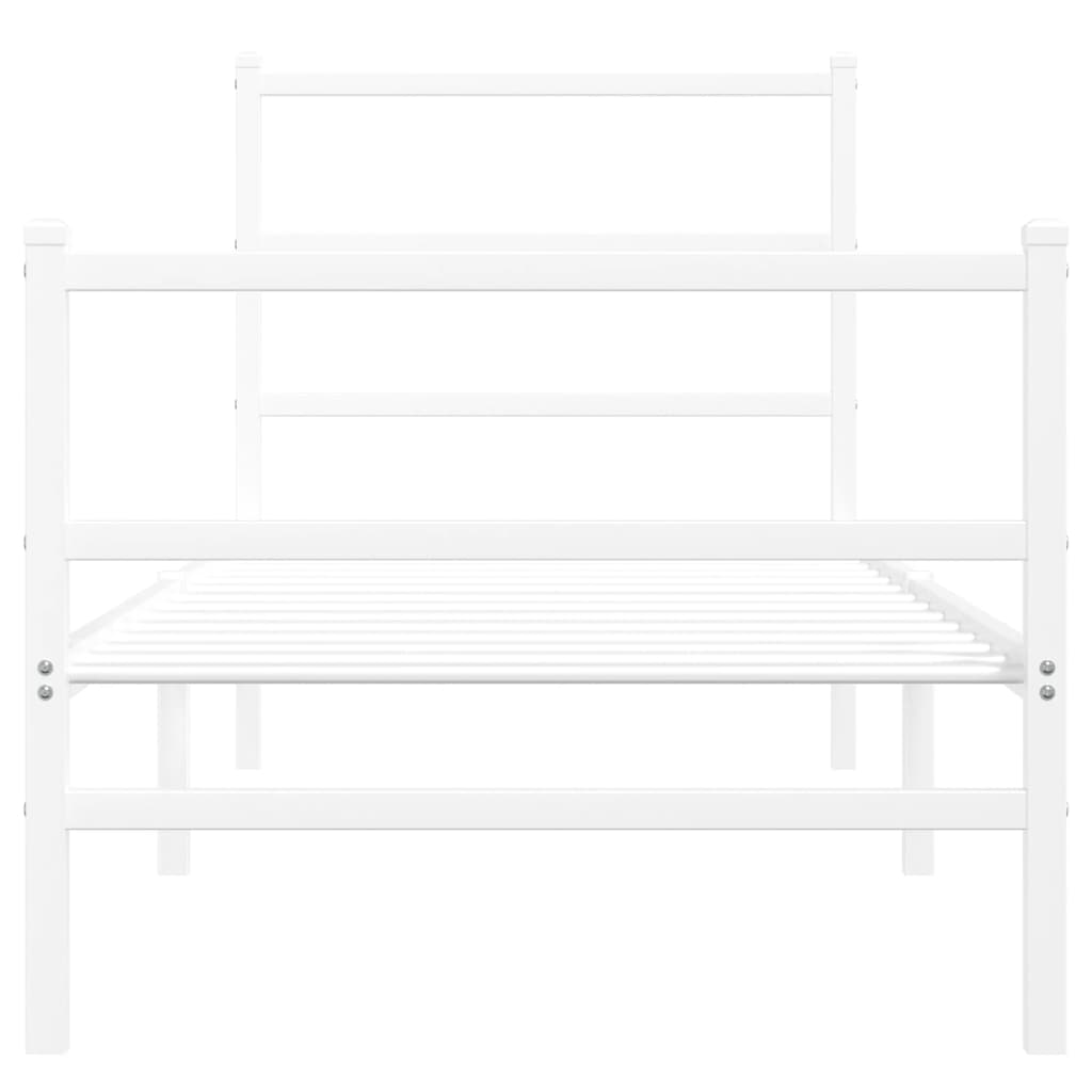 Estrutura de cama com cabeceira e pés 75x190 cm metal branco