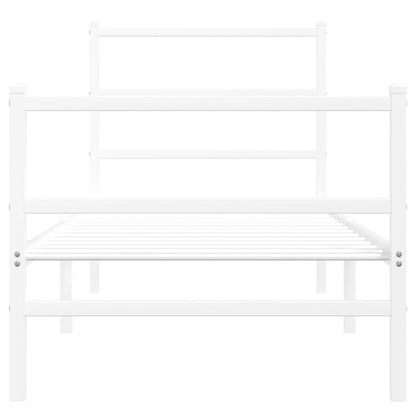 Estrutura de cama com cabeceira e pés 75x190 cm metal branco