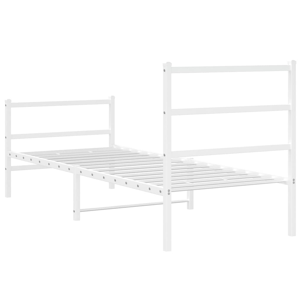 Estrutura de cama com cabeceira e pés 75x190 cm metal branco