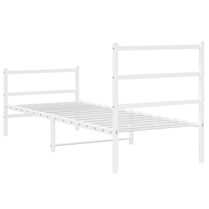 Estrutura de cama com cabeceira e pés 75x190 cm metal branco