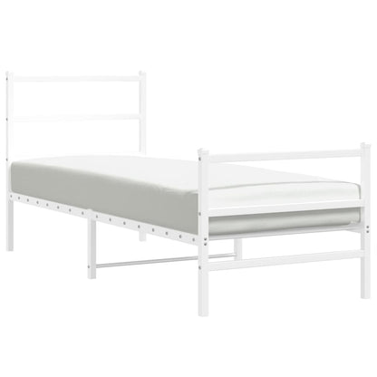 Estrutura de cama com cabeceira e pés 80x200 cm metal branco