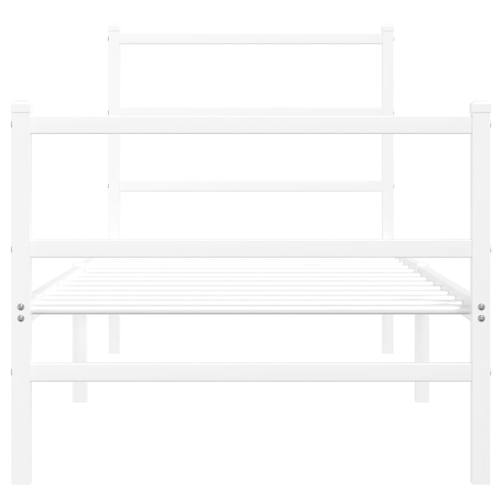 Estrutura de cama com cabeceira e pés 80x200 cm metal branco