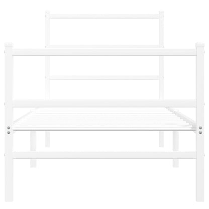 Estrutura de cama com cabeceira e pés 80x200 cm metal branco