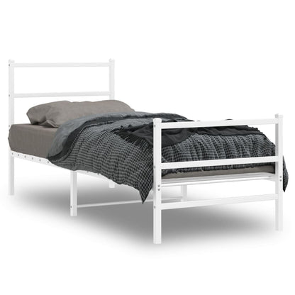 Estrutura de cama com cabeceira e pés 80x200 cm metal branco