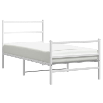 Estrutura de cama com cabeceira e pés 90x190 cm metal branco