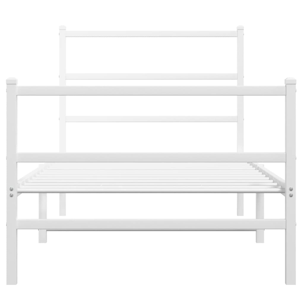 Estrutura de cama com cabeceira e pés 90x190 cm metal branco