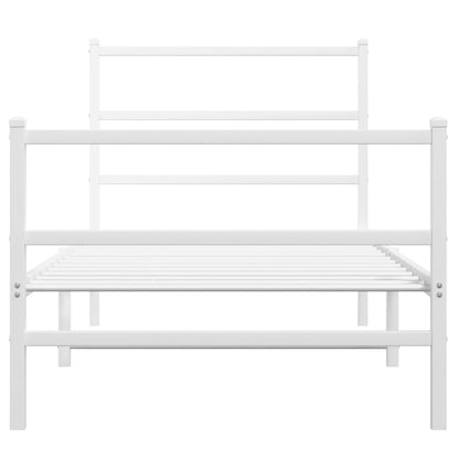 Estrutura de cama com cabeceira e pés 90x190 cm metal branco