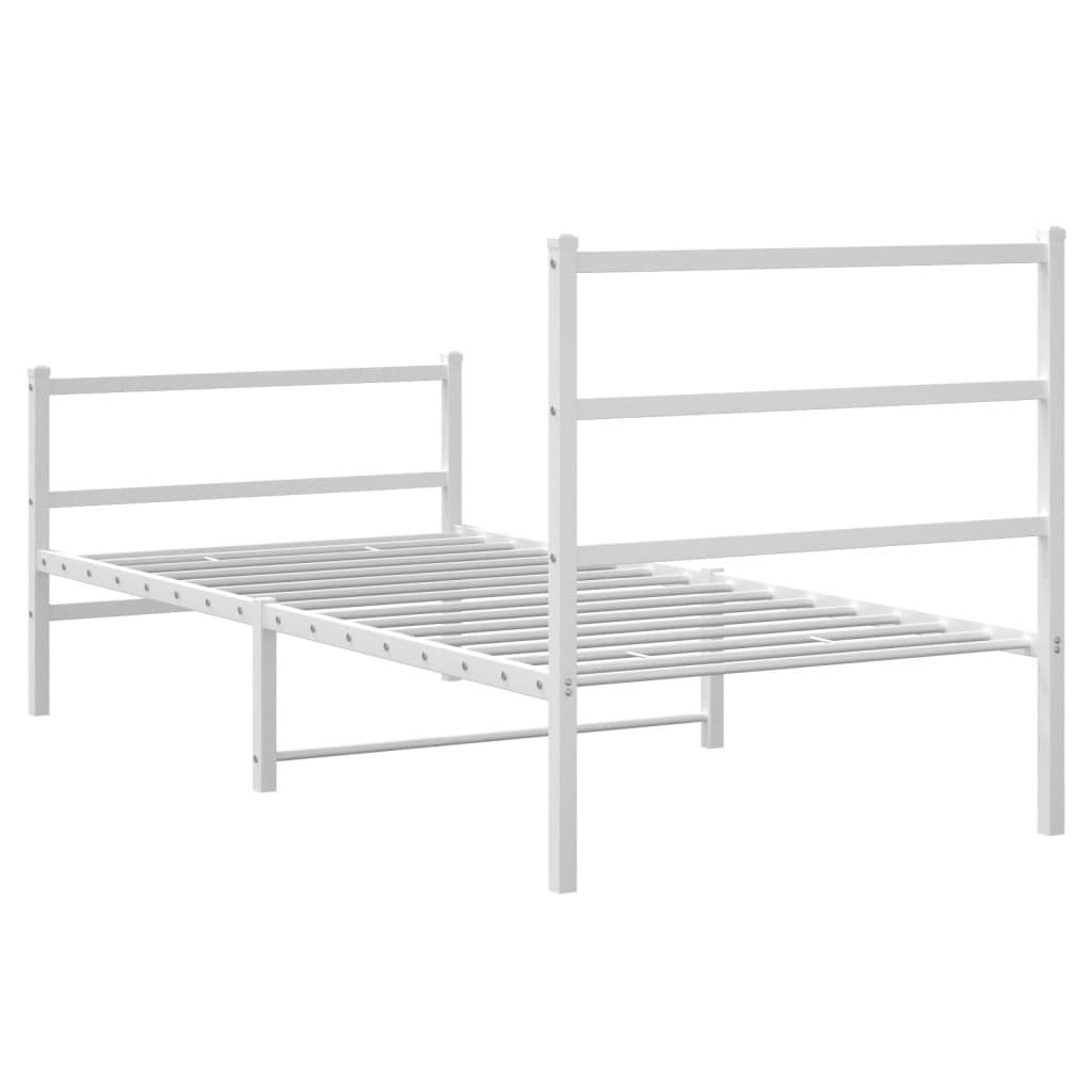 Estrutura de cama com cabeceira e pés 90x190 cm metal branco