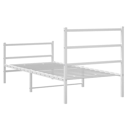 Estrutura de cama com cabeceira e pés 90x190 cm metal branco