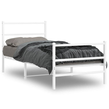 Estrutura de cama com cabeceira e pés 90x190 cm metal branco