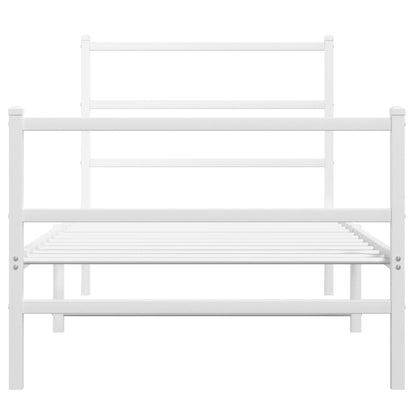 Estrutura de cama com cabeceira e pés 90x200 cm metal branco