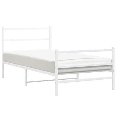 Estrutura de cama com cabeceira e pés 100x190 cm metal branco