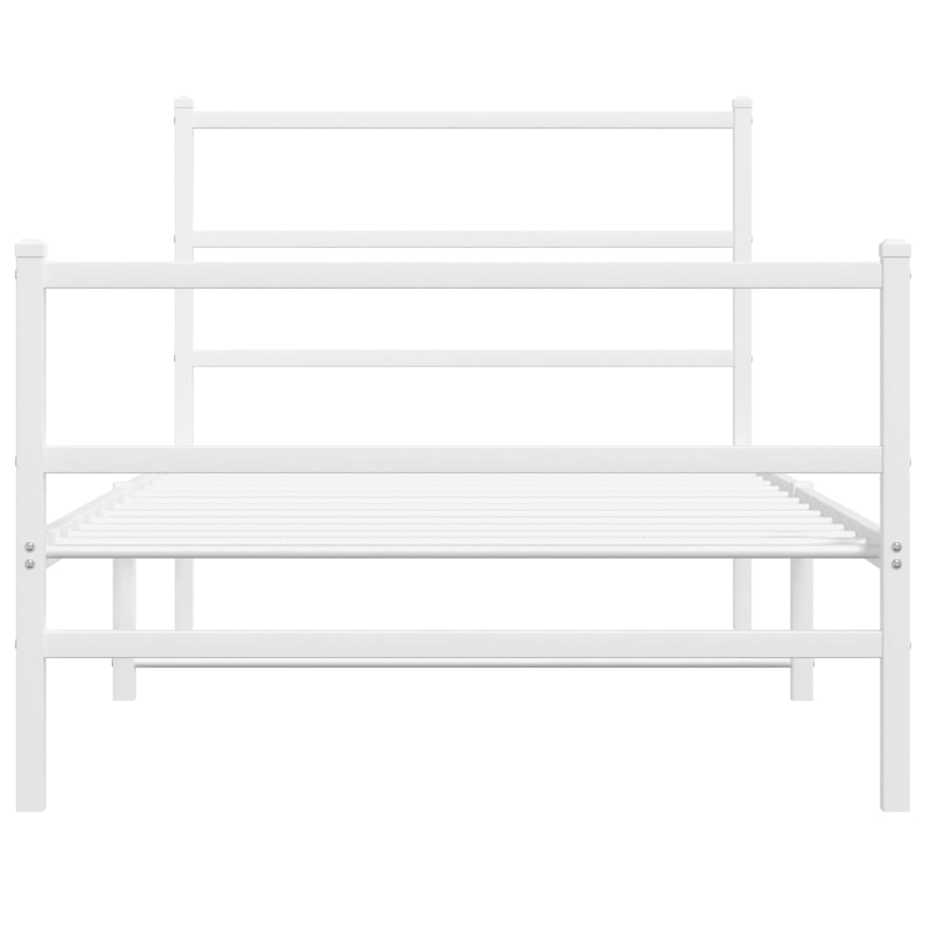 Estrutura de cama com cabeceira e pés 100x190 cm metal branco