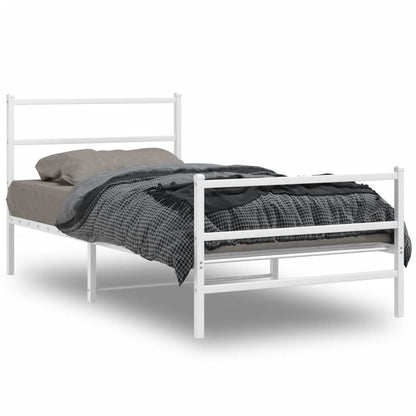 Estrutura de cama com cabeceira e pés 100x200 cm metal branco