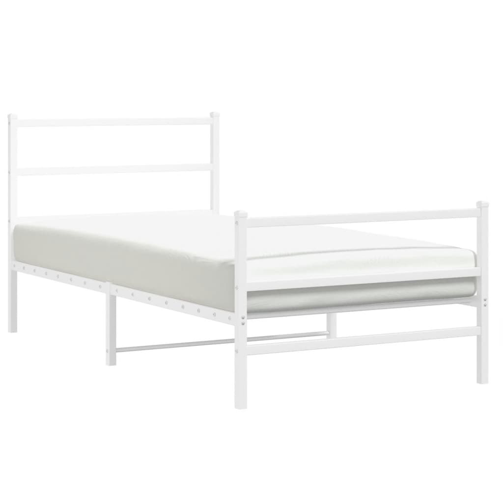 Estrutura de cama com cabeceira e pés 107x203 cm metal branco