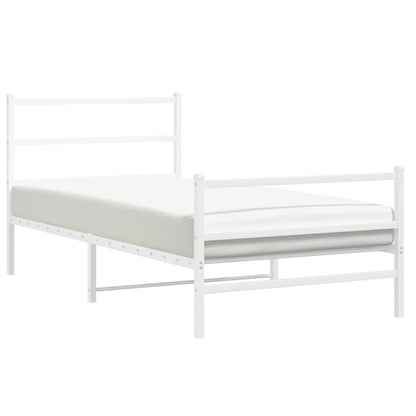 Estrutura de cama com cabeceira e pés 107x203 cm metal branco