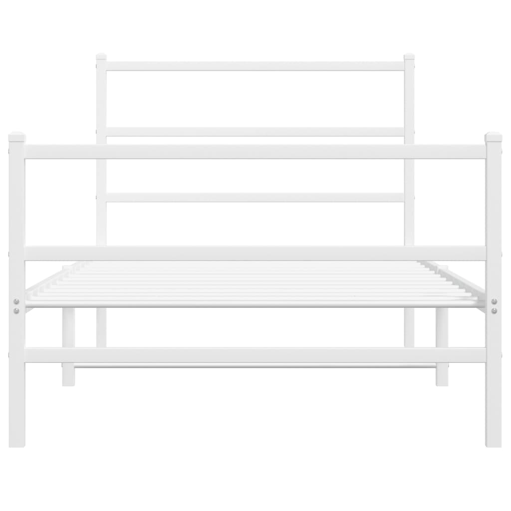 Estrutura de cama com cabeceira e pés 107x203 cm metal branco