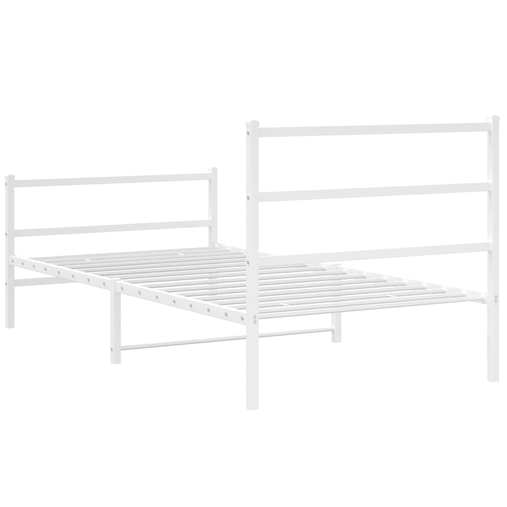 Estrutura de cama com cabeceira e pés 107x203 cm metal branco