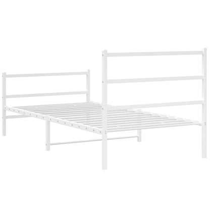 Estrutura de cama com cabeceira e pés 107x203 cm metal branco