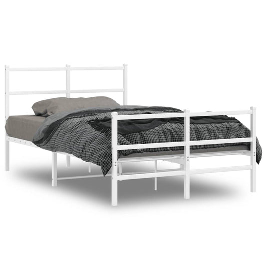 Estrutura de cama com cabeceira e pés 120x190 cm metal branco