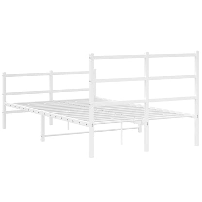 Estrutura de cama com cabeceira e pés 120x200 cm metal branco