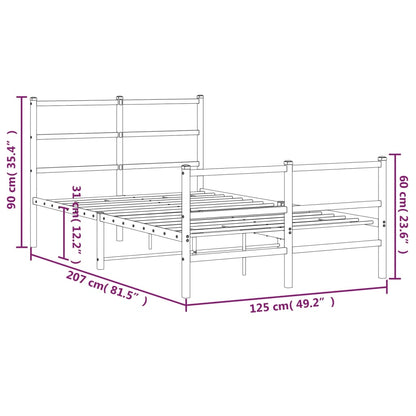 Estrutura de cama com cabeceira e pés 120x200 cm metal branco